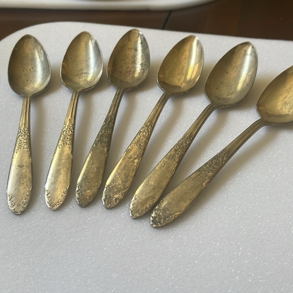 VTG ca 1936-51 National silver Co. KES King Edward silver plate set 6 tea spoons - Picture 7 of 11